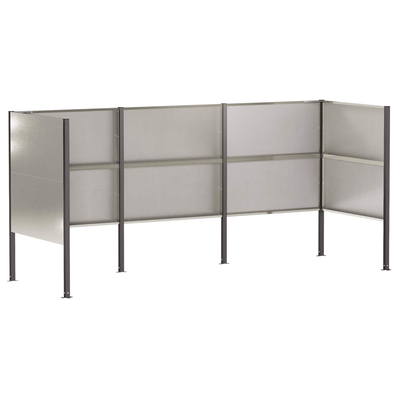 Zaslon za smetnjak 249 x 85 x 113 cm Nerjaveče jeklo Srebrna