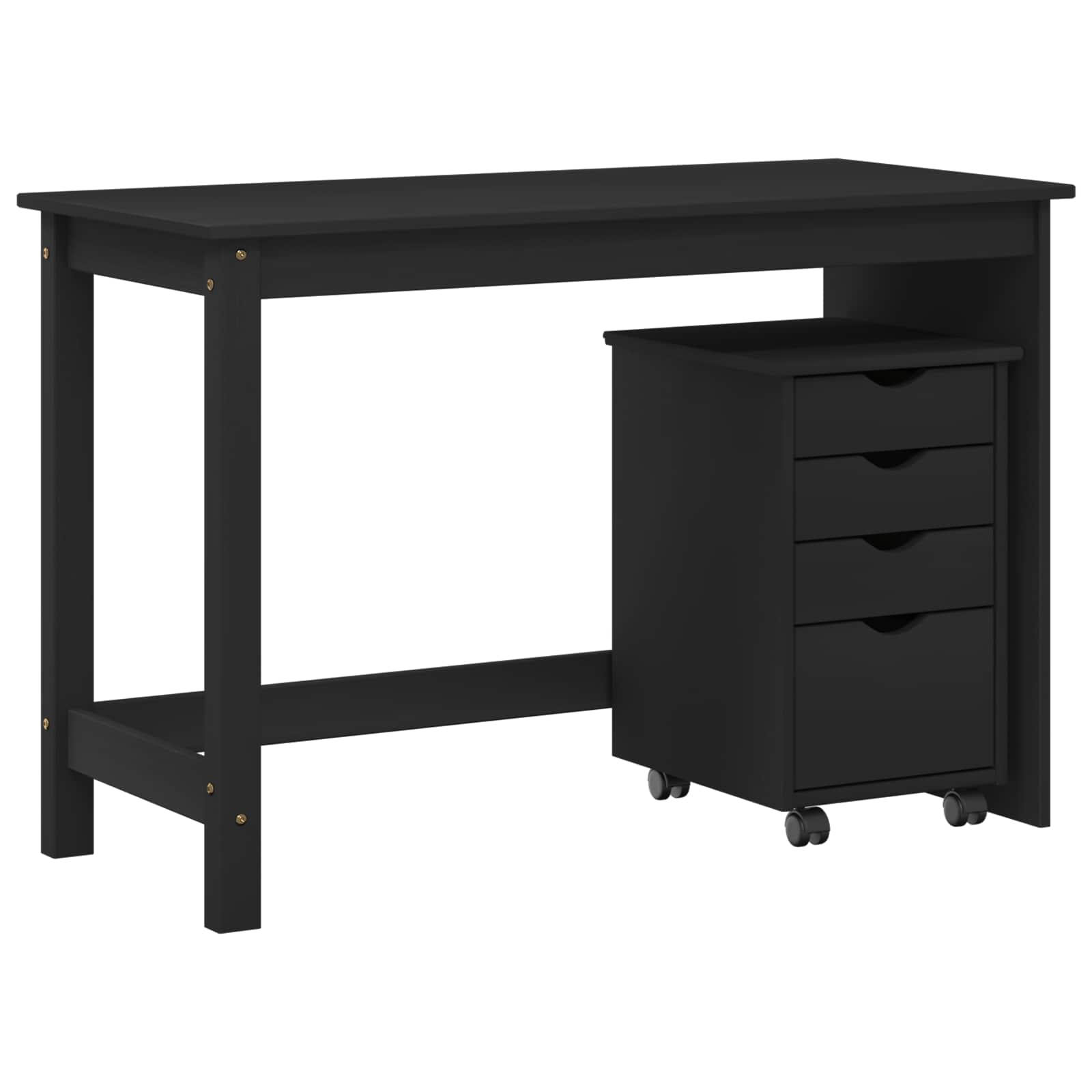 Bureau Kas Set 2 st Zwart Massief grenenhout image 2