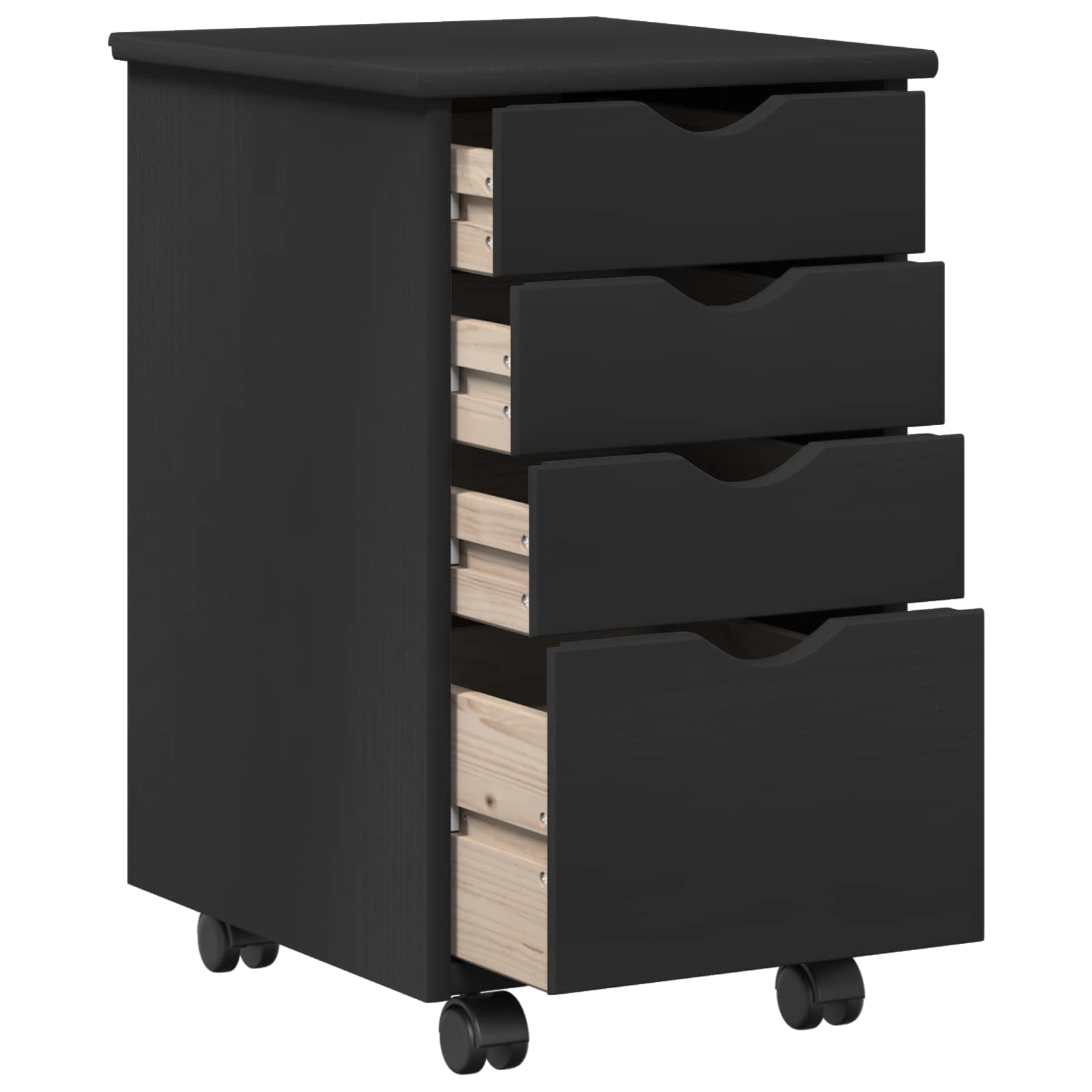 Bureau Kas Set 2 st Zwart Massief grenenhout image 3