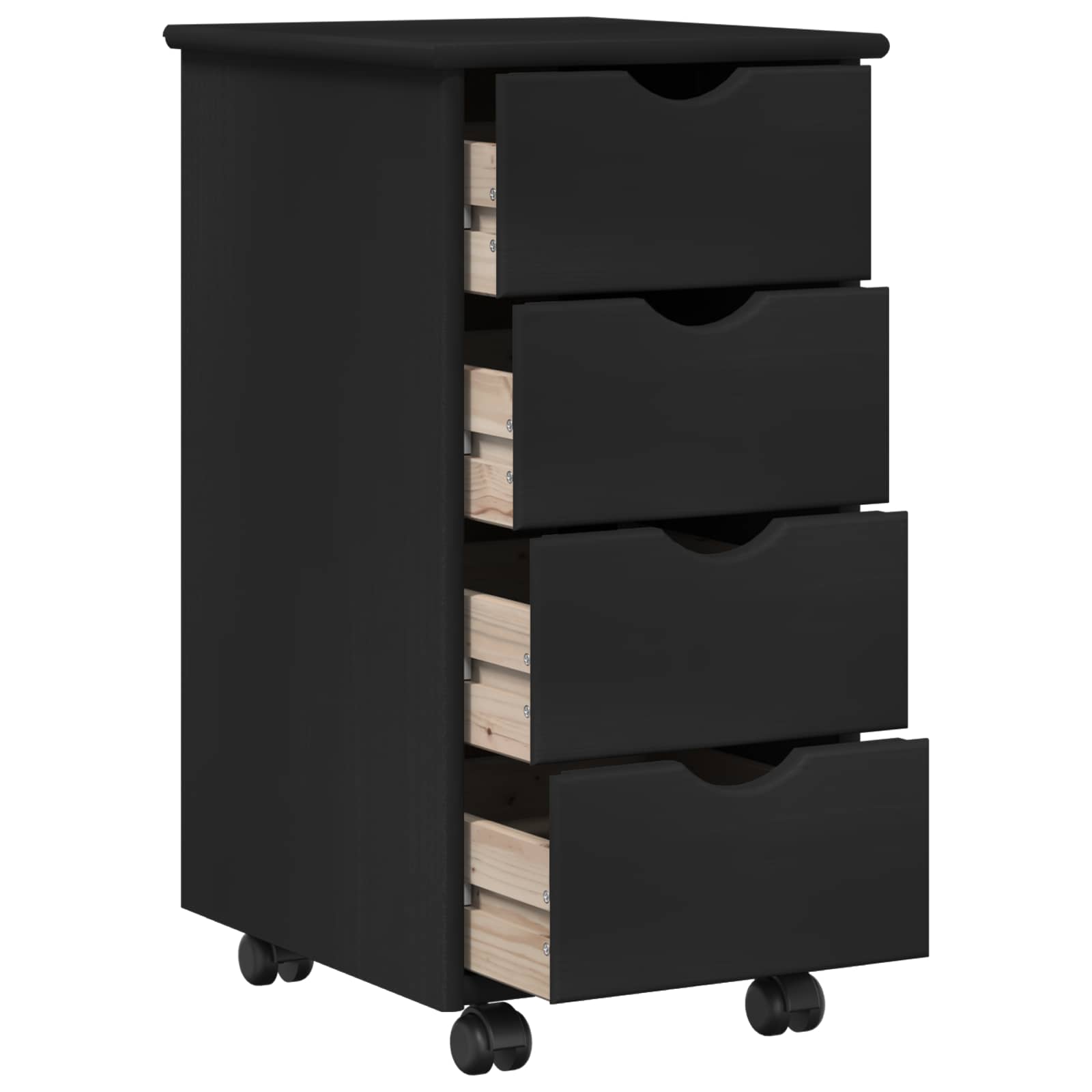 Bureau Kas Set 2 st Zwart Massief grenenhout image 5