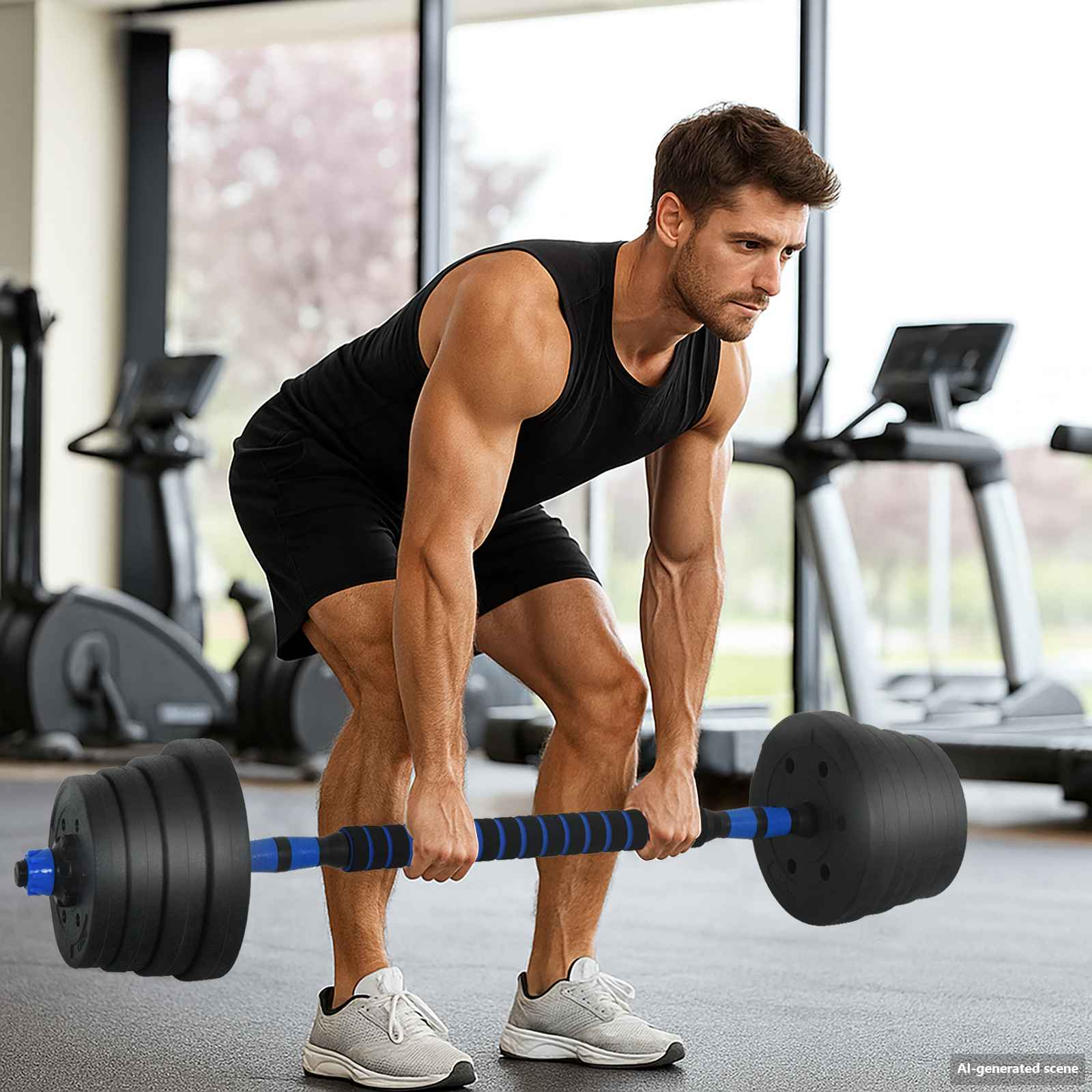 vidaXL Set de Haltere 2 în 1 40kg Negru și Albastru