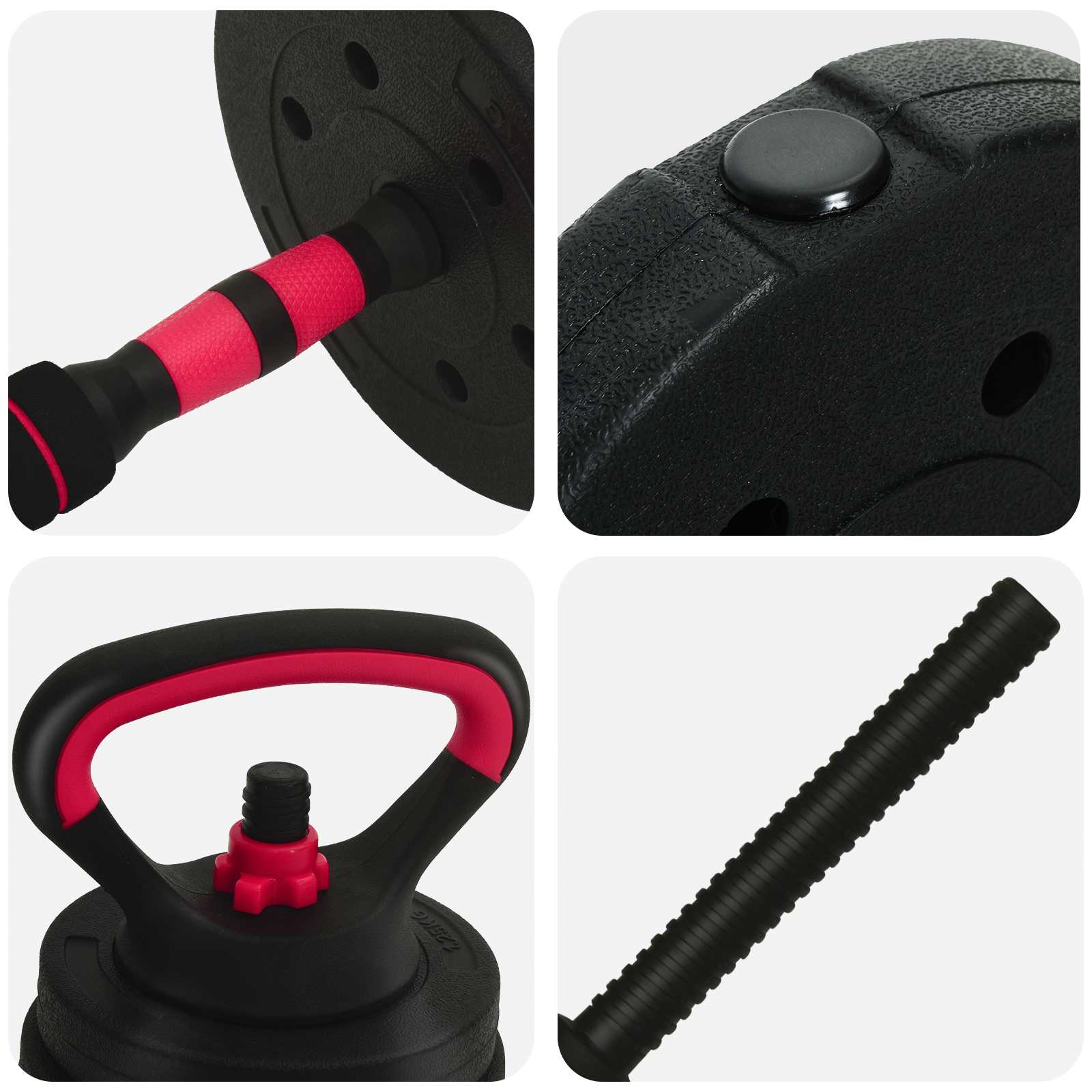 4 az 1-ben Súlyzó Készlet 40kg Fekete és piros