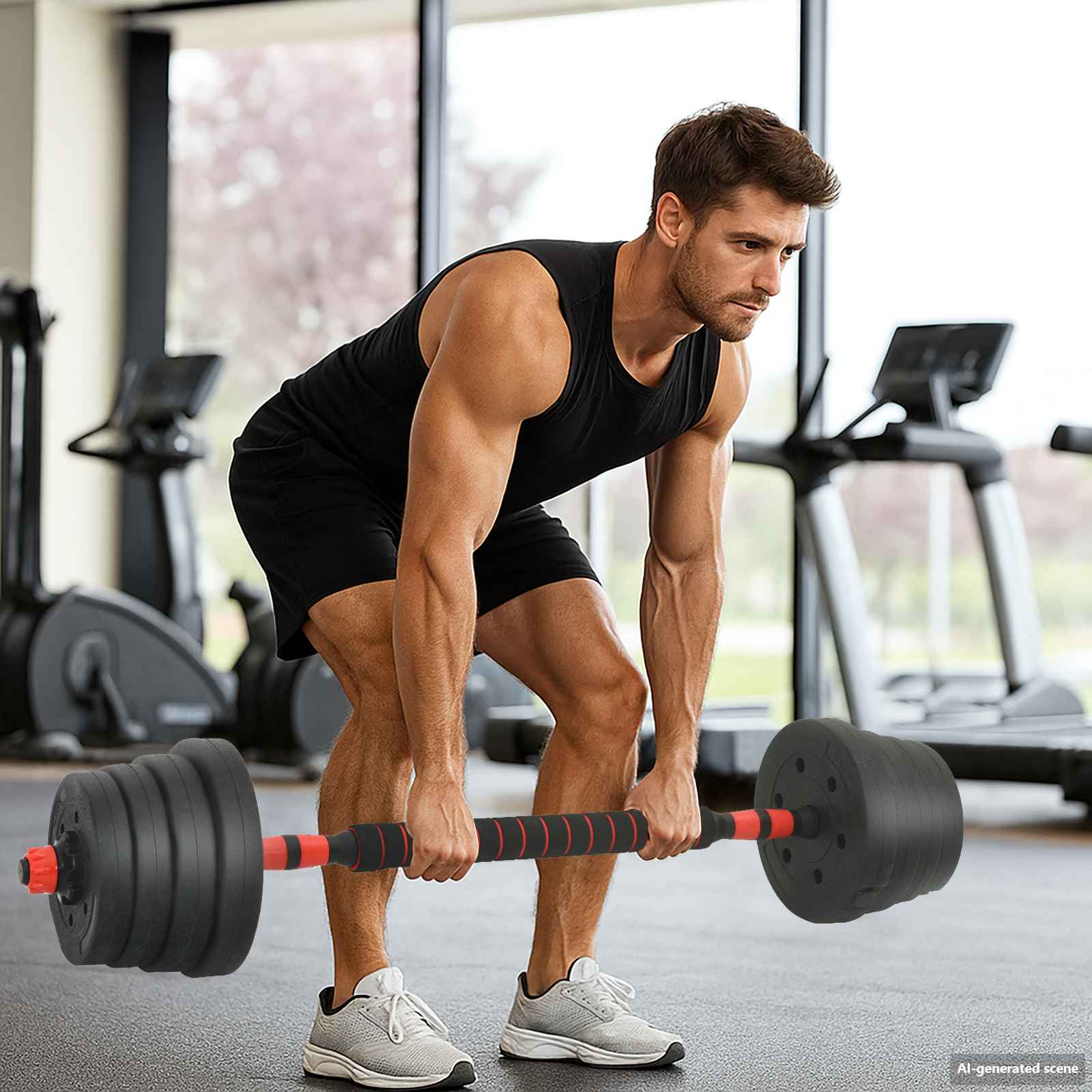 vidaXL Set de Haltere 4 în 1 40kg Negru și roșu