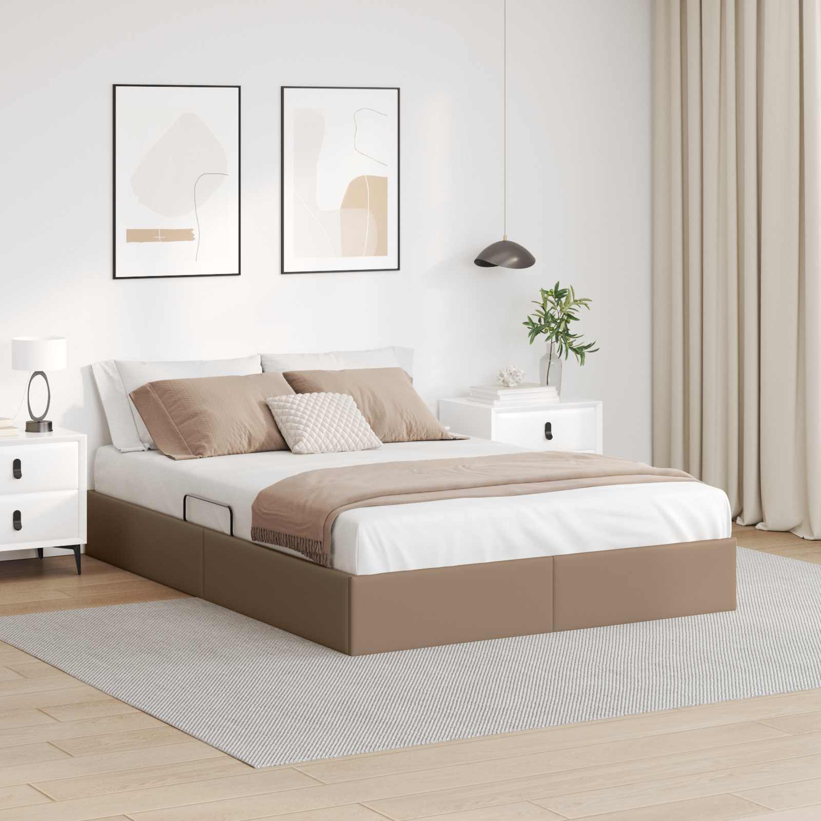 vidaXL Ottoman Bettgestell Cappuccino 140 x 190 cm Kunstleder