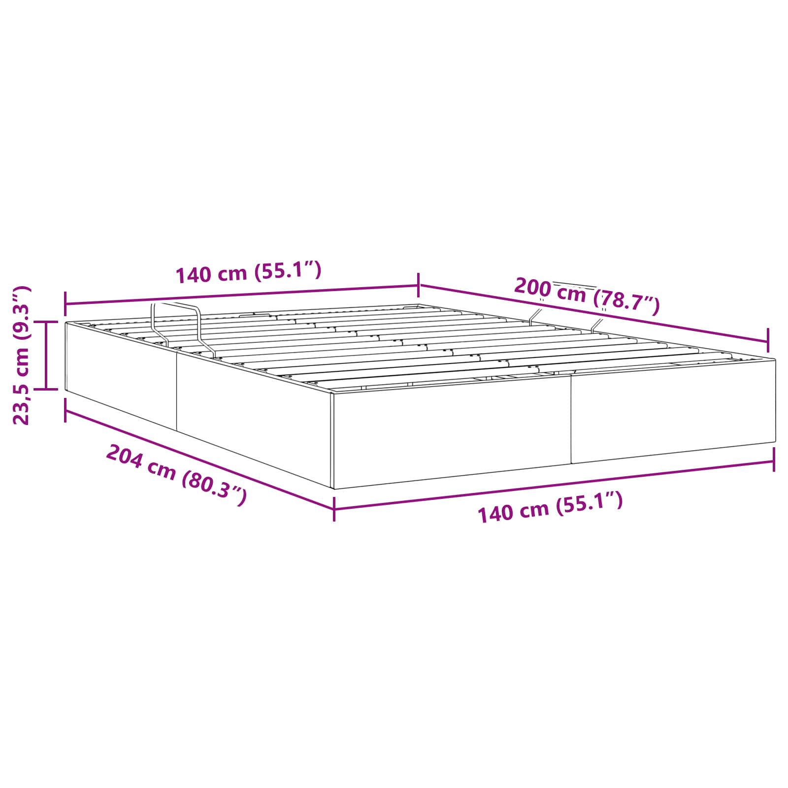 vidaXL Ottoman Bedframe met opslag Cappuccino 140 x 200 cm Nep Leer