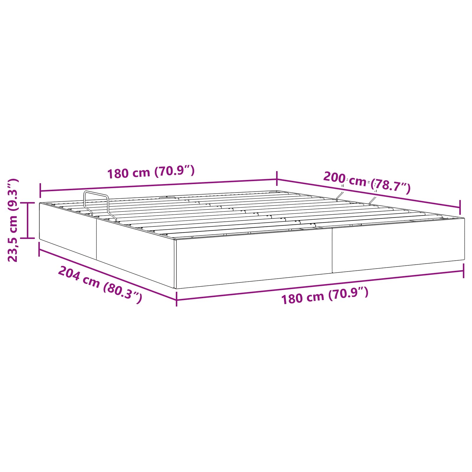 vidaXL Ottoman Bedframe met opslag Cappuccino 180 x 200 cm Nep Leer