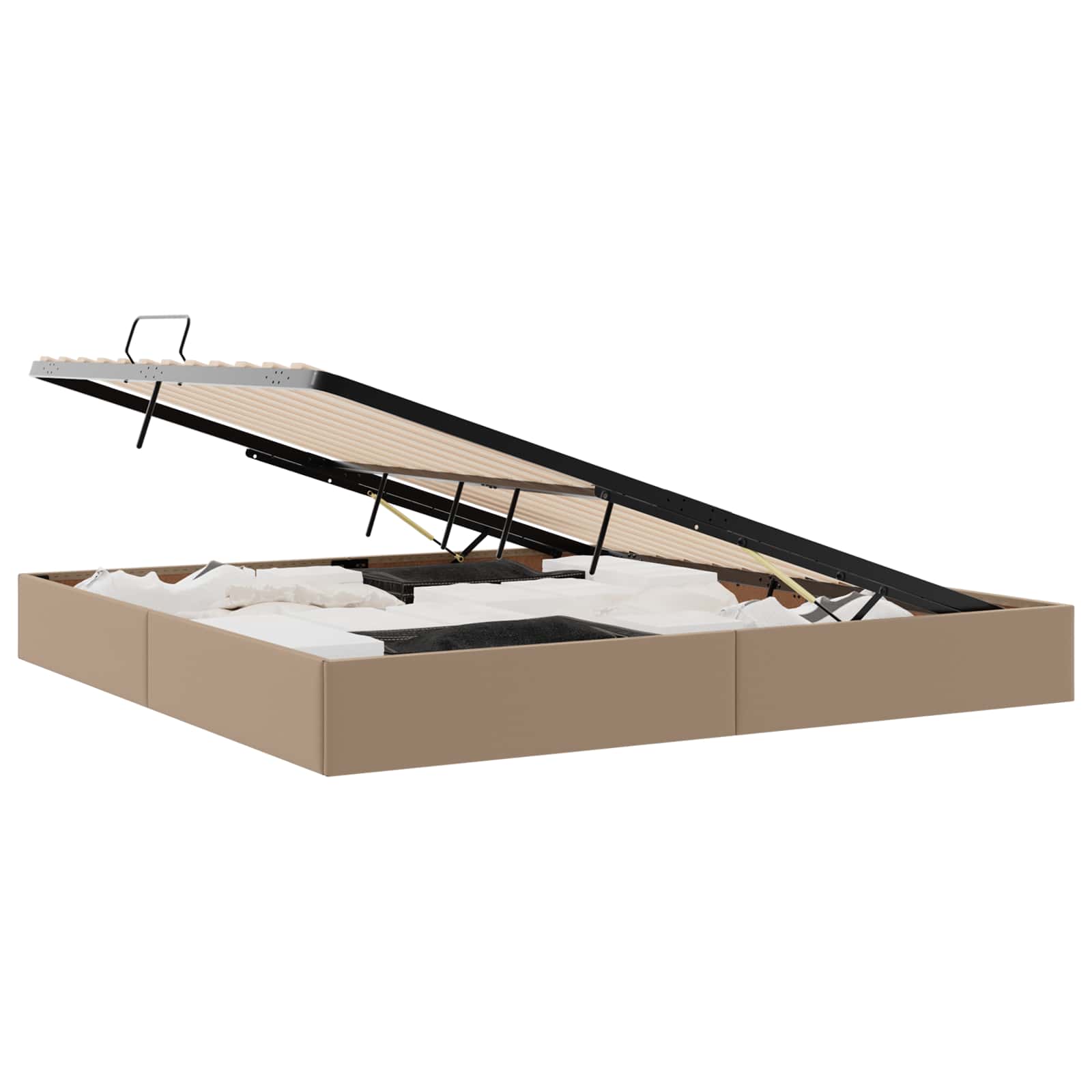 vidaXL Ottoman Bedframe met opslag Cappuccino 200 x 200 cm Nep Leer