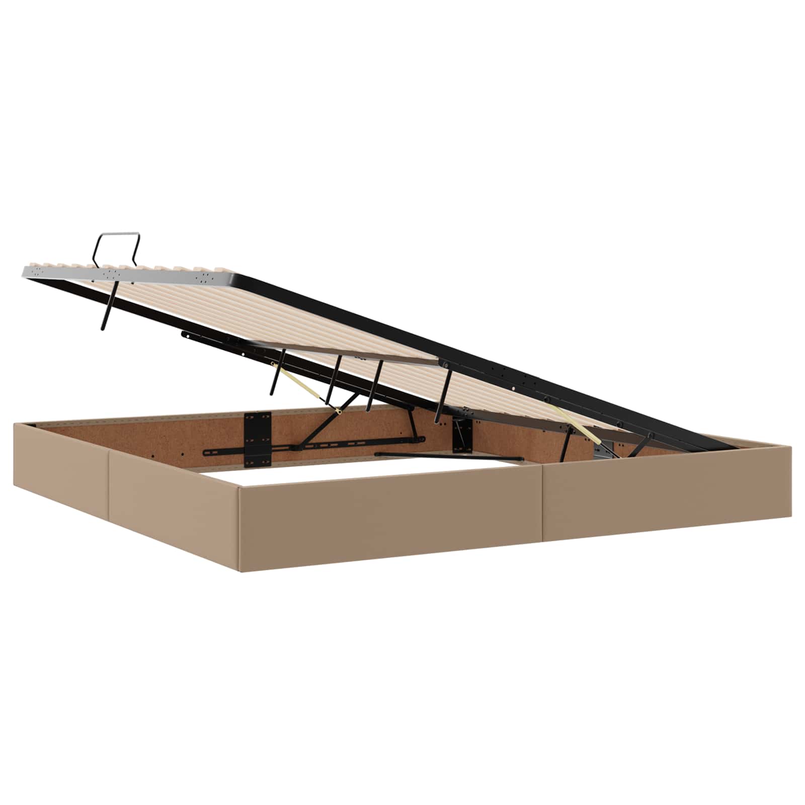 vidaXL Ottoman Bedframe met opslag Cappuccino 200 x 200 cm Nep Leer