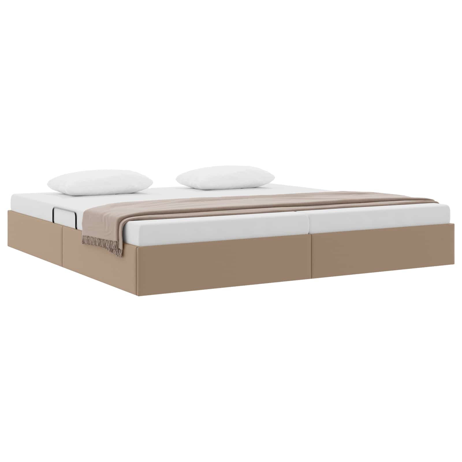 vidaXL Ottoman Bedframe met opslag Cappuccino 200 x 200 cm Nep Leer