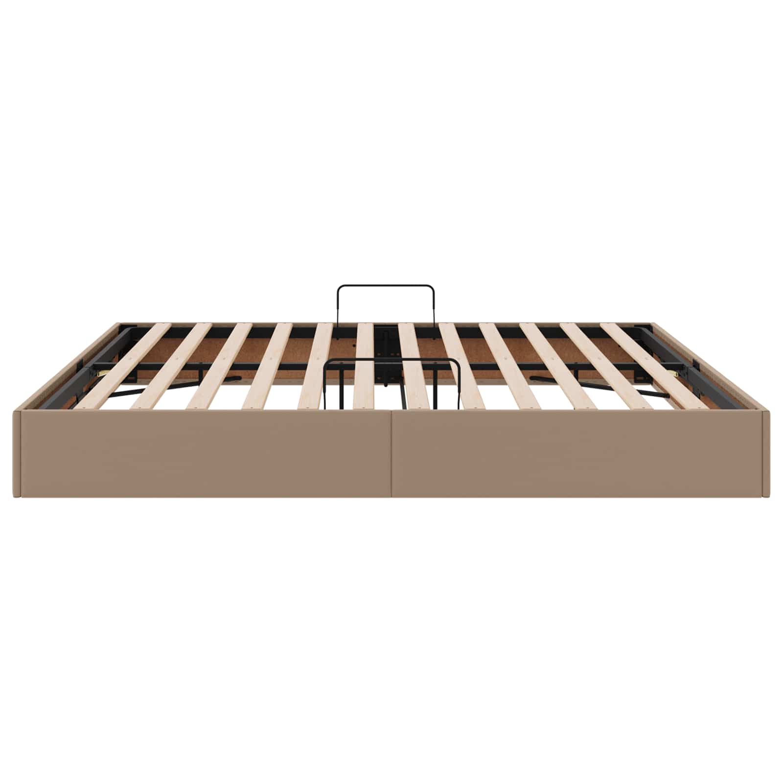 vidaXL Ottoman Bedframe met opslag Cappuccino 200 x 200 cm Nep Leer