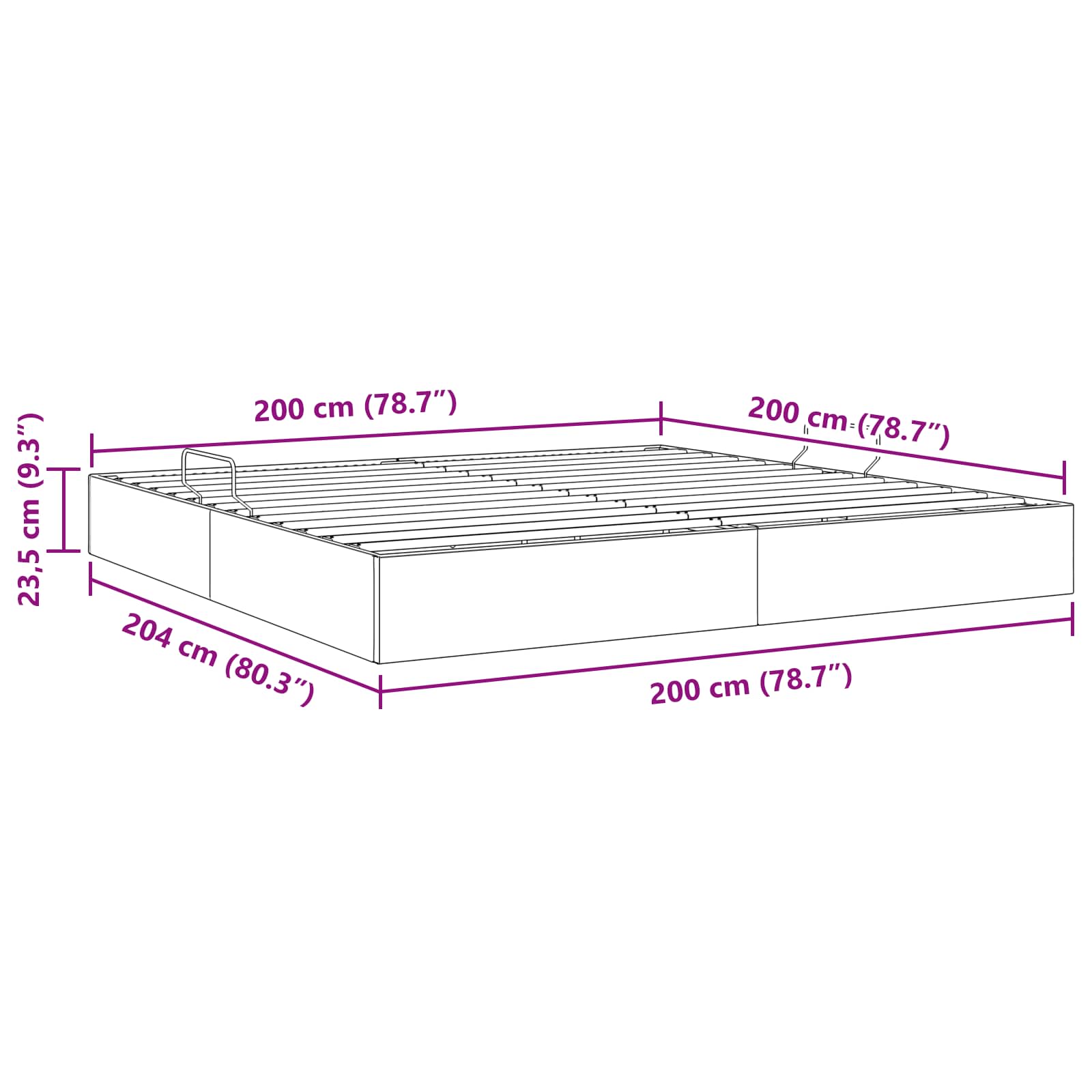 vidaXL Ottoman Bedframe met opslag Cappuccino 200 x 200 cm Nep Leer