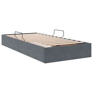 Ottoman postel s úložištěm Tmavě šedá 90 x 190 cm Samet - obrázek 5