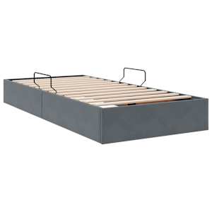 Ottoman postel s úložištěm Tmavě šedá 90 x 190 cm Samet - obrázek 9