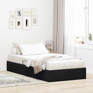 Ottoman postel s úložištěm Černá 90 x 190 cm Samet - obrázek 1