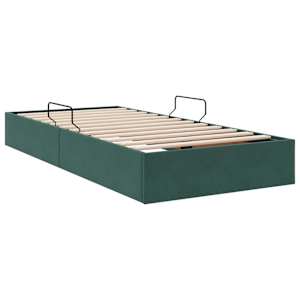 Ottoman postel s úložištěm Tmavě zelená 90 x 190 cm Samet - obrázek 9