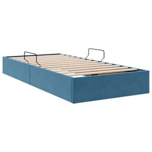 Ottoman postel s úložištěm Tmavě modrá 90 x 190 cm Samet - obrázek 5