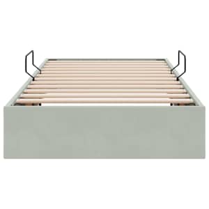 Ottoman postel s úložištěm Světle šedá 90 x 200 cm Samet - obrázek 7