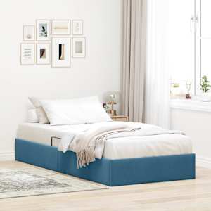 Ottomanska postelja Temno modra 90 x 200 cm Žamet