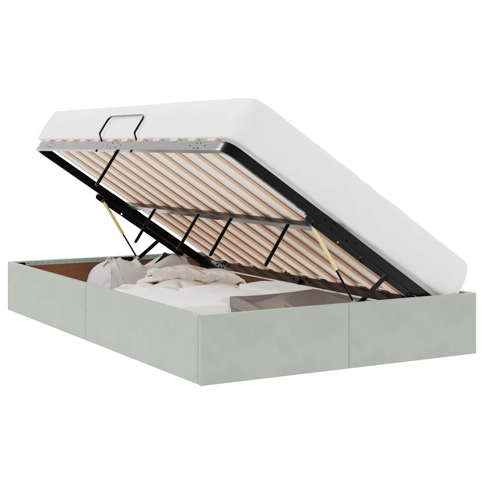 Thumbnail - vidaXL Ottoman Bettgestell mit Speicher Hellgrau 120 x 190 cm Samt