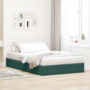 Ottoman postel s úložištěm Tmavě zelená 120 x 200 cm Samet