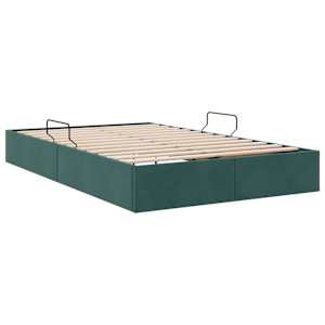 Ottoman postel s úložištěm Tmavě zelená 120 x 200 cm Samet - obrázek 5