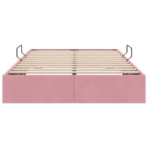 Ottoman postel s úložištěm Růžová 120 x 200 cm Samet - obrázek 7