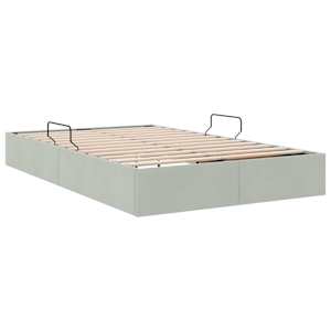 Ottoman postel s úložištěm Světle šedá 120 x 200 cm Samet - obrázek 5