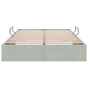 Ottoman postel s úložištěm Světle šedá 120 x 200 cm Samet - obrázek 7