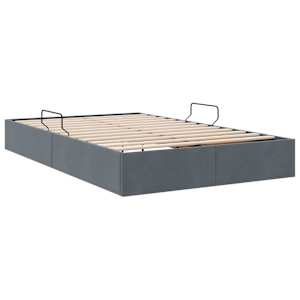Ottoman postel s úložištěm Tmavě šedá 120 x 200 cm Samet - obrázek 9