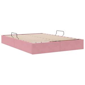 Ottoman postel s úložištěm Růžová 140 x 190 cm Samet - obrázek 5
