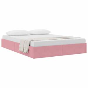Ottoman postel s úložištěm Růžová 140 x 190 cm Samet - obrázek 3