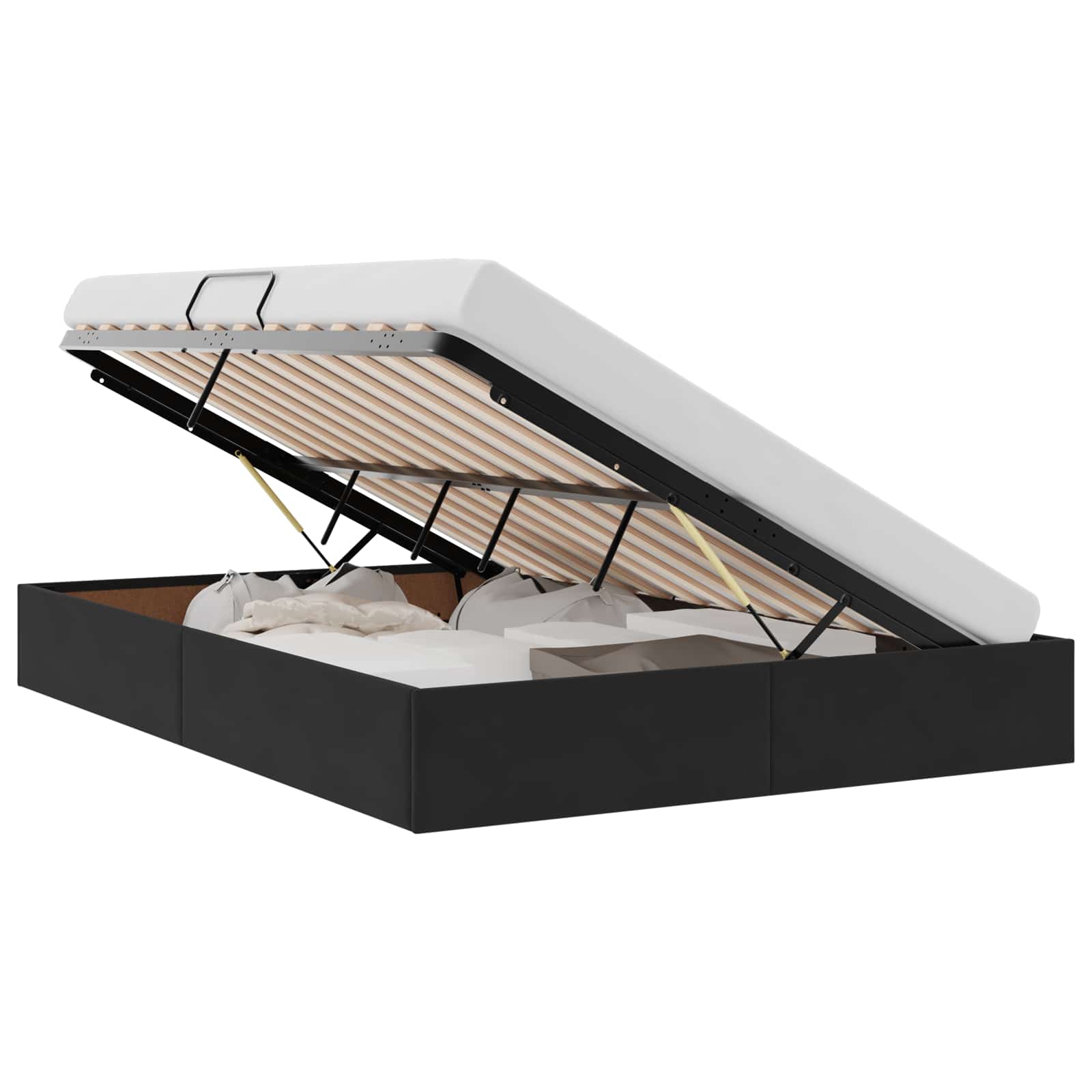 Thumbnail - vidaXL Aufbewahrungsbett mit Kopfteil Schwarz 140 x 200 cm Samt