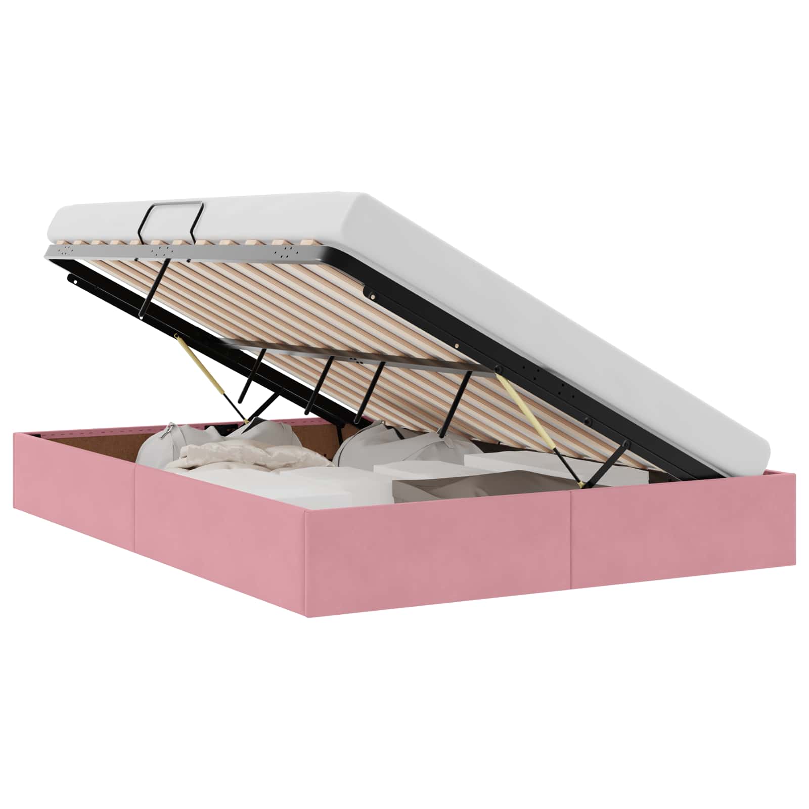 Thumbnail - vidaXL Aufbewahrungsbett mit Kopfteil Rosa 140 x 200 cm Samt