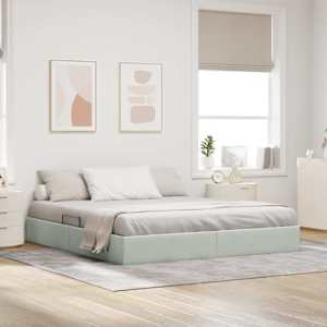 Ottoman postel s úložištěm Světle šedá 180 x 200 cm Samet - obrázek 1