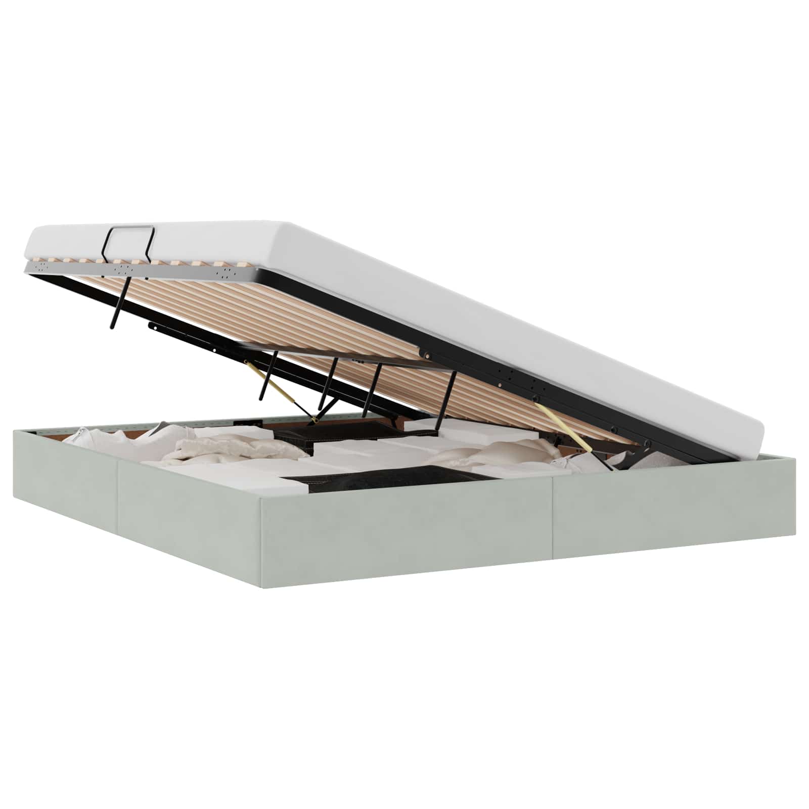 Thumbnail - vidaXL Ottoman Bettgestell mit Speicher Hellgrau 180 x 200 cm Samt