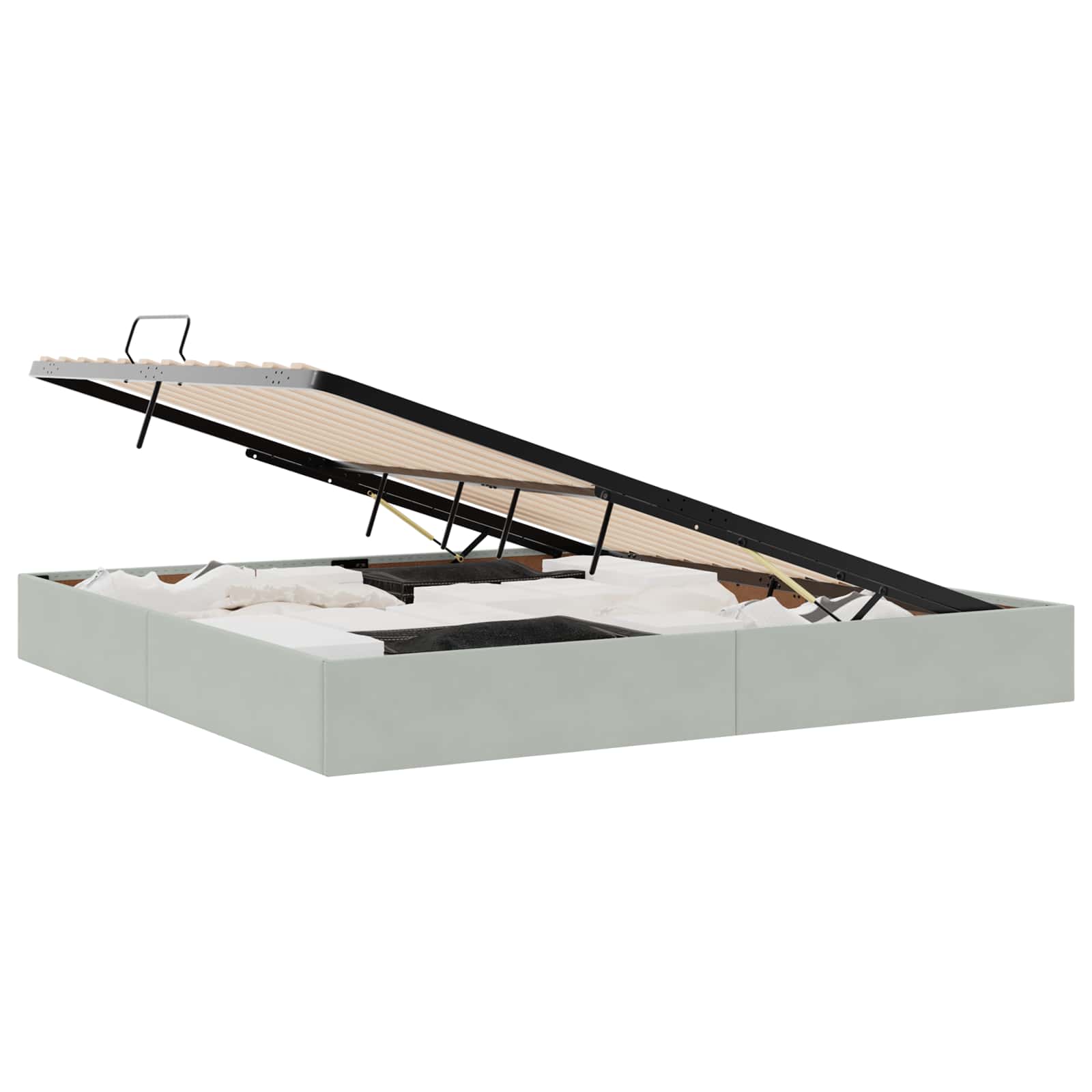 Thumbnail - vidaXL Ottoman Bettgestell mit Speicher Hellgrau 200 x 200 cm Samt