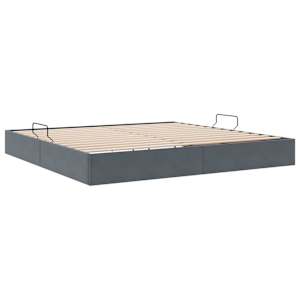 Ottoman postel s úložištěm Tmavě šedá 200 x 200 cm Samet - obrázek 5