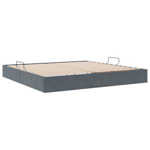 Ottoman postel s úložištěm Tmavě šedá 200 x 200 cm Samet - obrázek 9