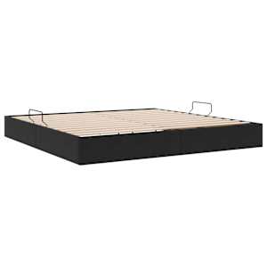 Ottoman postel s úložištěm Černá 200 x 200 cm Samet - obrázek 5