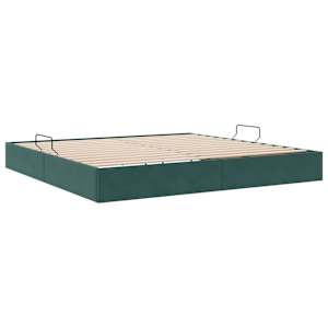 Ottoman postel s úložištěm Tmavě zelená 200 x 200 cm Samet - obrázek 5