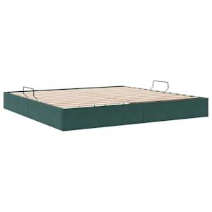 Ottoman postel s úložištěm Tmavě zelená 200 x 200 cm Samet - obrázek 9
