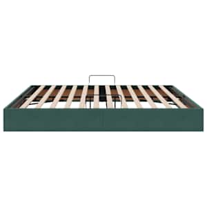 Ottoman postel s úložištěm Tmavě zelená 200 x 200 cm Samet - obrázek 8