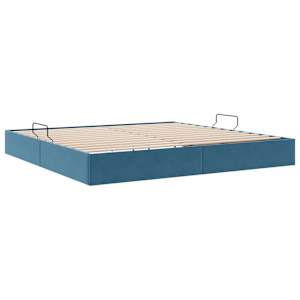 Ottoman postel s úložištěm Tmavě modrá 200 x 200 cm Samet - obrázek 5