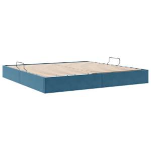 Ottoman postel s úložištěm Tmavě modrá 200 x 200 cm Samet - obrázek 9