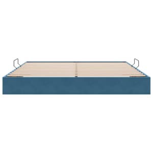 Ottoman postel s úložištěm Tmavě modrá 200 x 200 cm Samet - obrázek 7