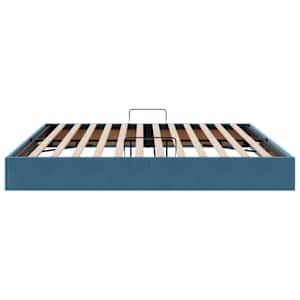 Ottoman postel s úložištěm Tmavě modrá 200 x 200 cm Samet - obrázek 8