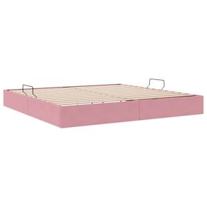 Ottoman postel s úložištěm Růžová 200 x 200 cm Samet - obrázek 9