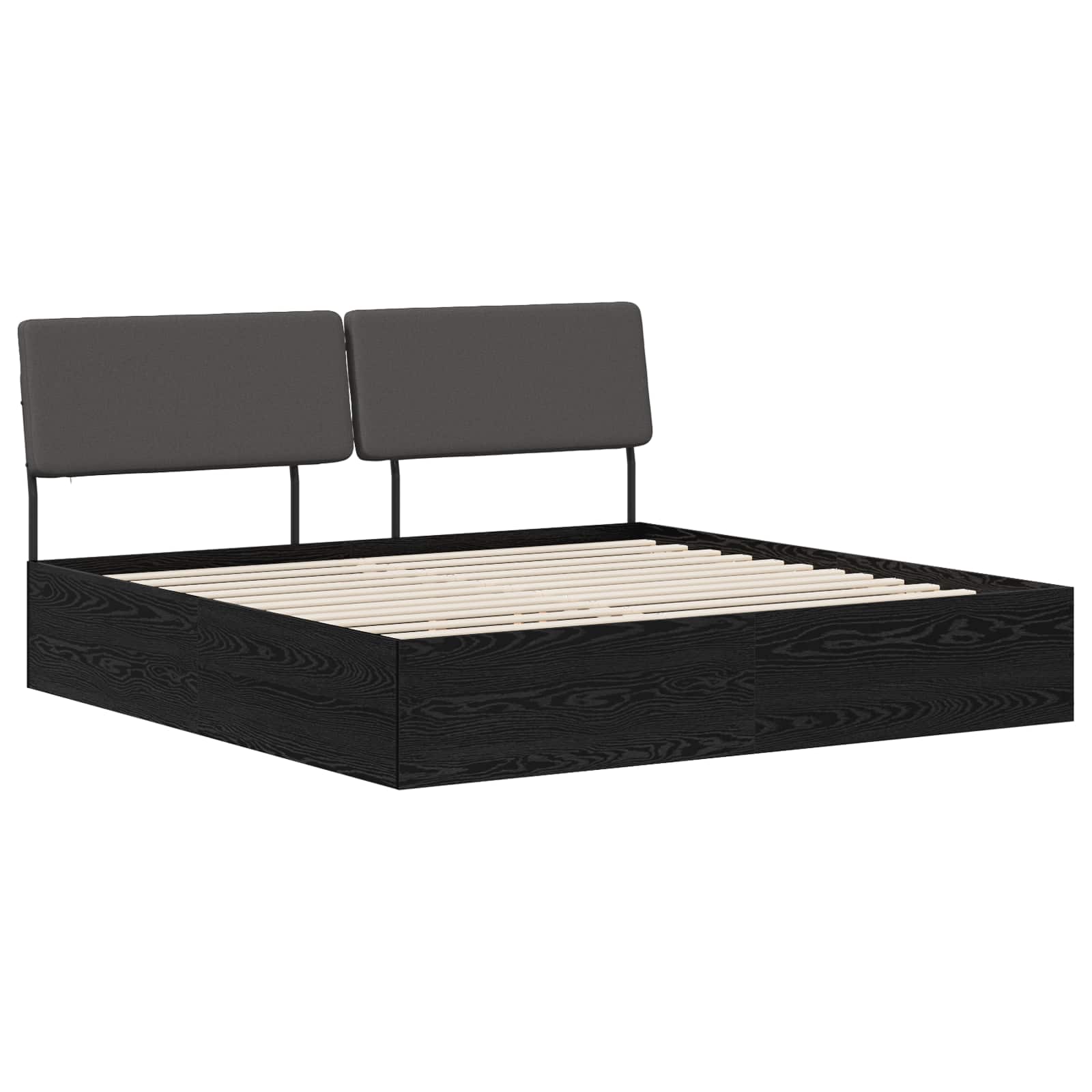 vidaXL Pat dublu cu tăblie Stejar negru și gri închis 200 x 200 cm