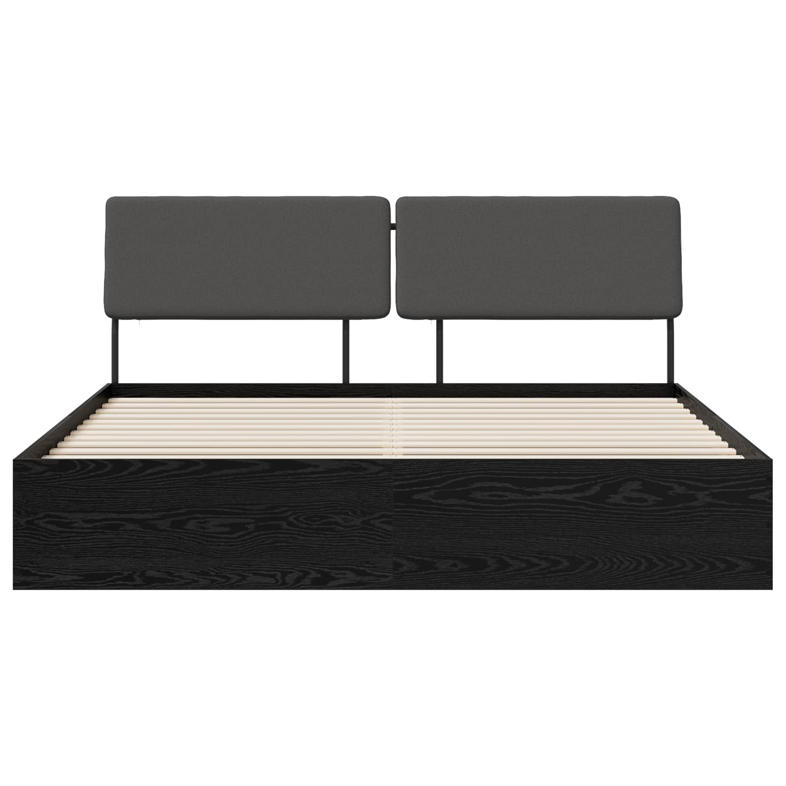vidaXL Tweepersoonsbed met hoofdbord Zwart eiken en donkergrijs, foto 3