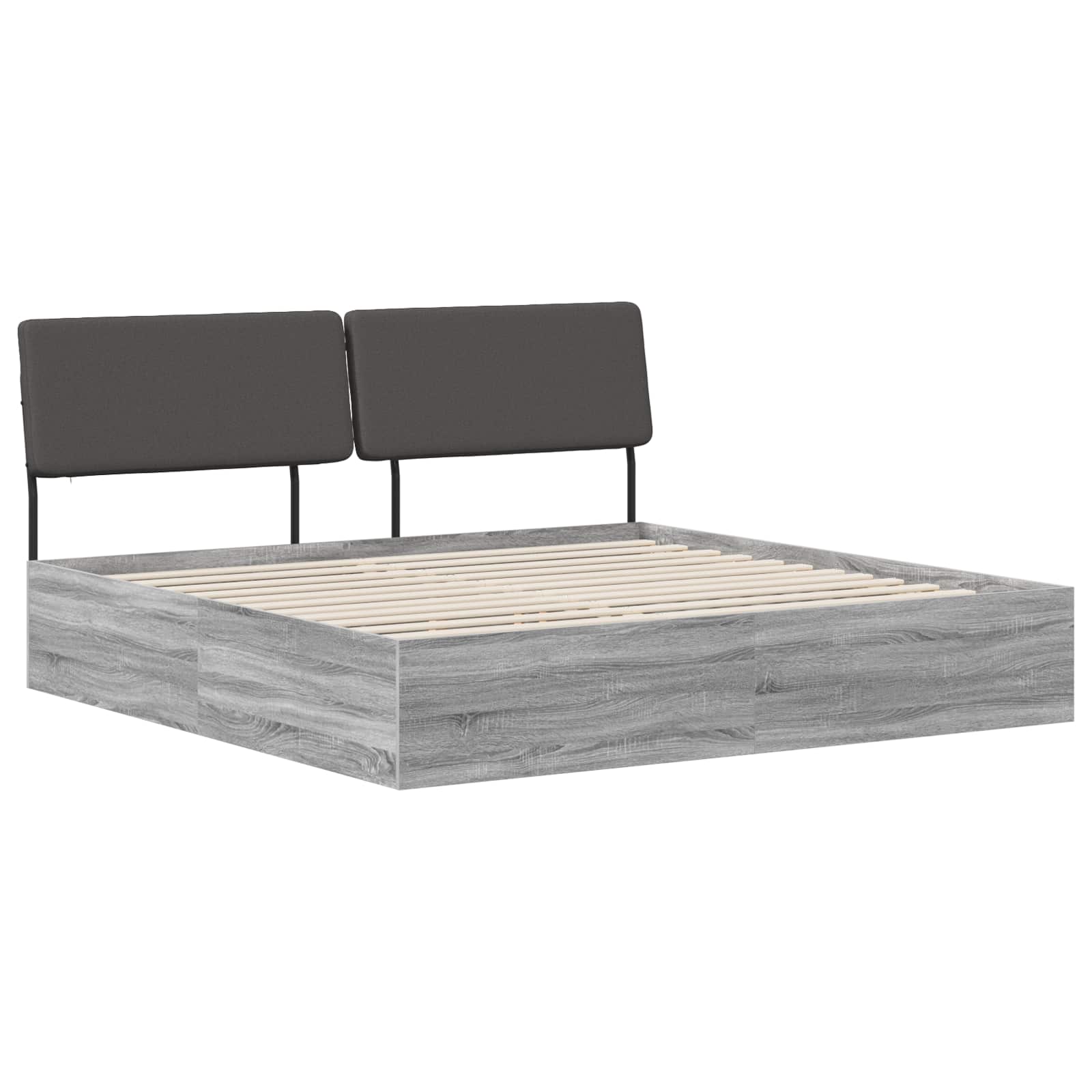 vidaXL Pat dublu cu tăblie Gri Sonoma și gri închis 200 x 200 cm